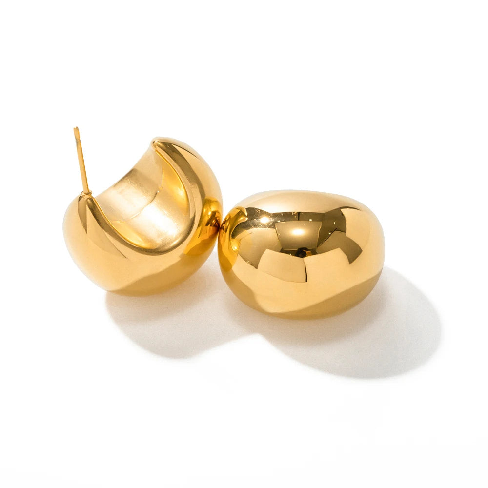 KIKA Stainless Steel 316L Chunky Stud Earrings for Women Statement Metal Texture Golden Geometric boucle