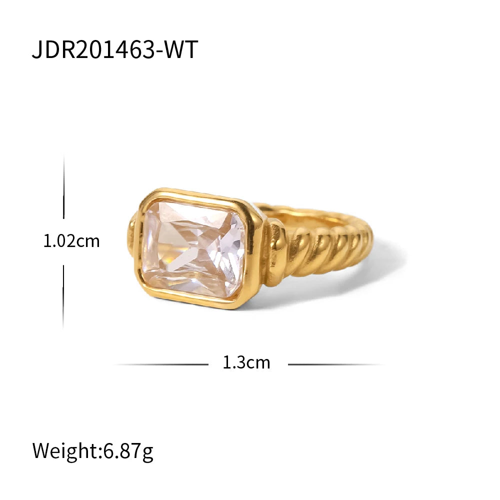 Zircon High Polished Geometric Round Chunky  Rings