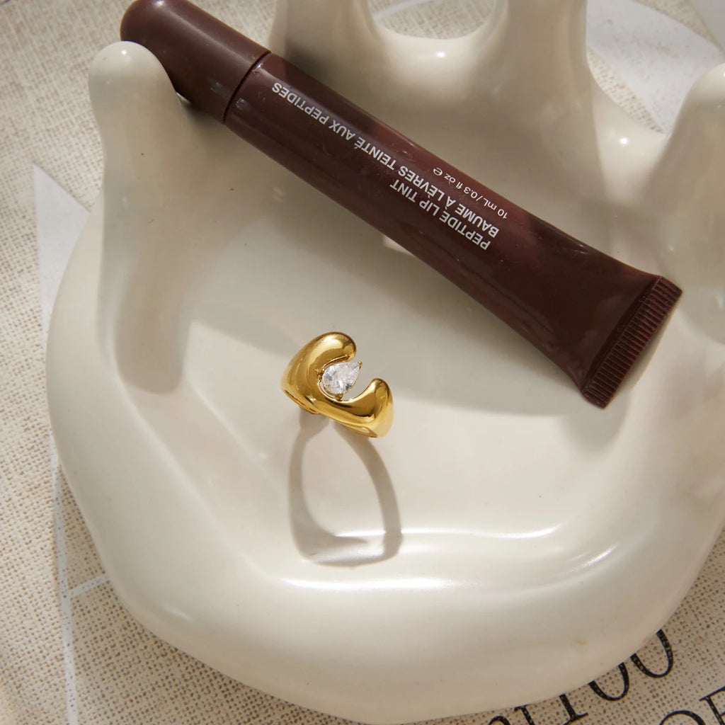 Kika Classic Water Drop Zircon U Shape Open Rings