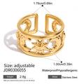 Star Moon Double Layer Open Rings Design