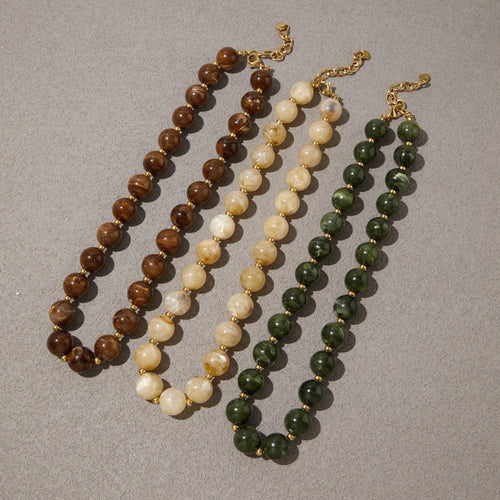 KIKA Chunky Resin Beads Strand Necklace For Women Minimalist 18K Gold PVD Plated Stainless Steel Necklace Fashion Jewelry Gift