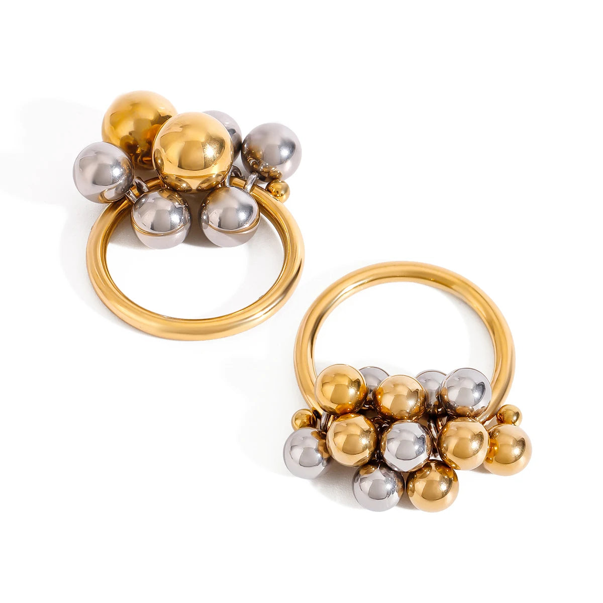 Kika Fashion Little Steel Ball Ring Stainless Steel 18K Gold Plated Stackable Women's Jewelry Gift for Her