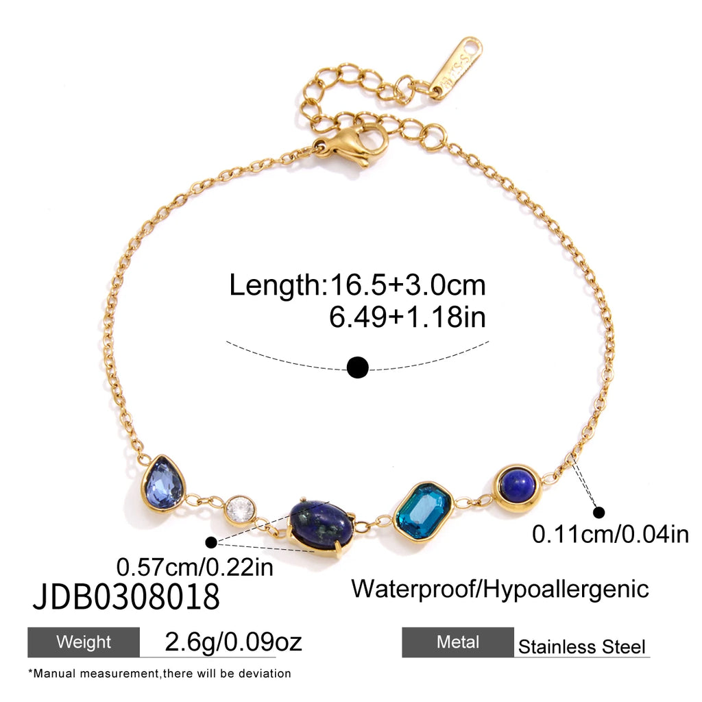 KIKA Elegant Natural Stone Zircon Crystal Bracelet For Women 18K Gold PVD Plated Stainless Steel Bracelet Fashion Jewelry Gift