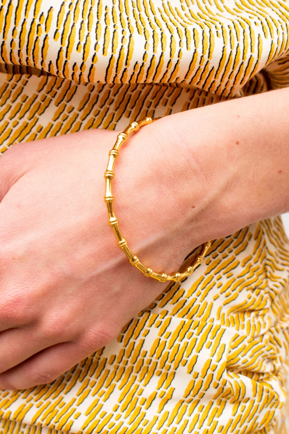 KIKA Minimalist 18k Gold Plated Stainless Steel Bracelets Jewelry Waterproof Bamboo Bangles Gift for Her Jewelry