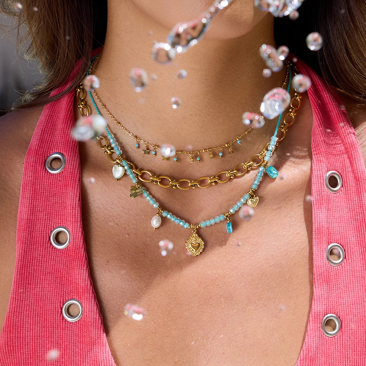 Kika Ocean Vacation StyleHeart shaped Butterfly  Necklace