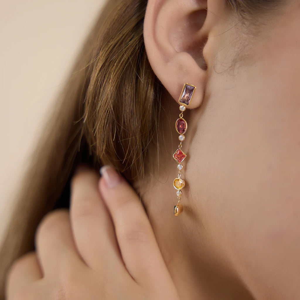 Kika Delicate Multicolor Geometric Zircon Drop Earrings