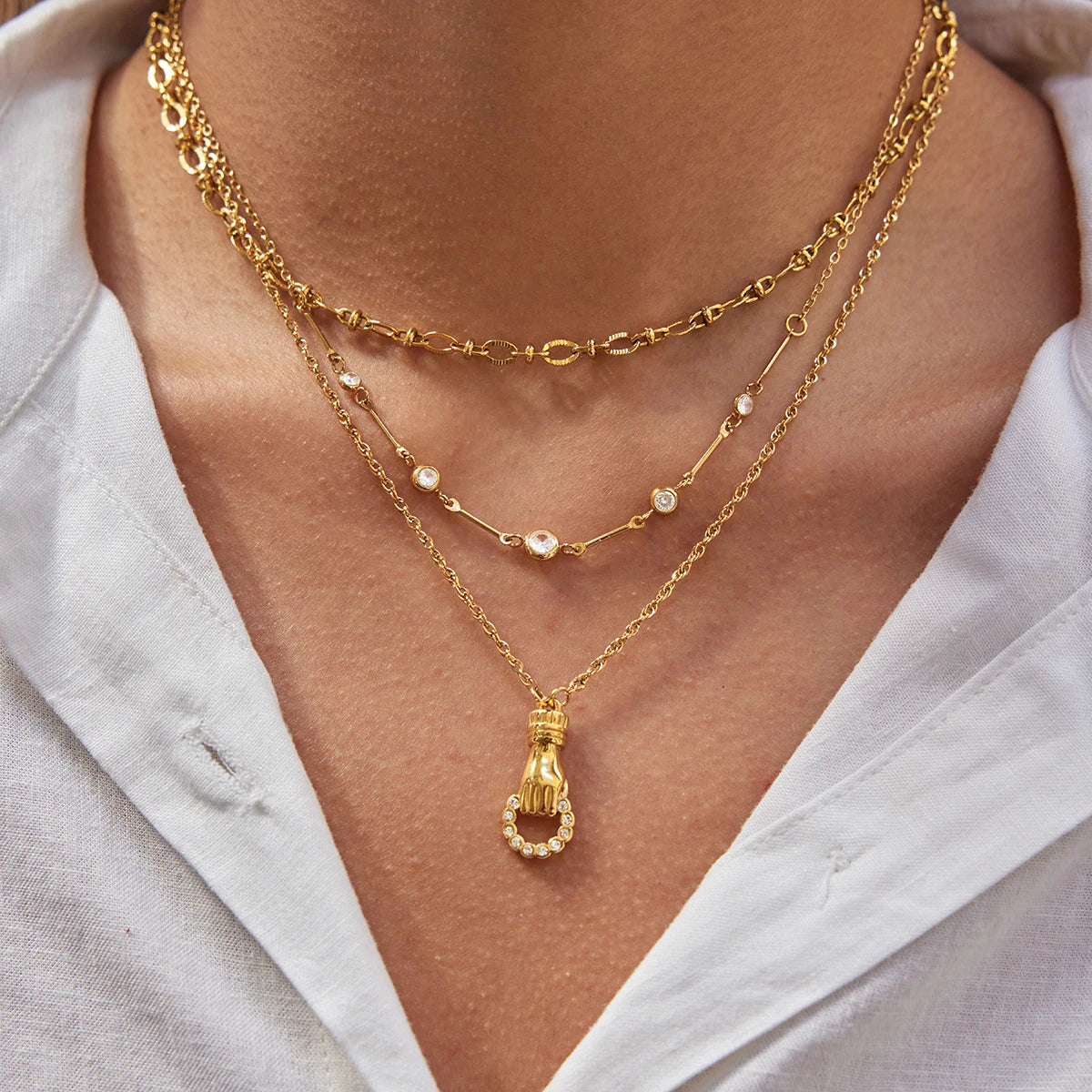 Vintage White Round Zircon Necklace