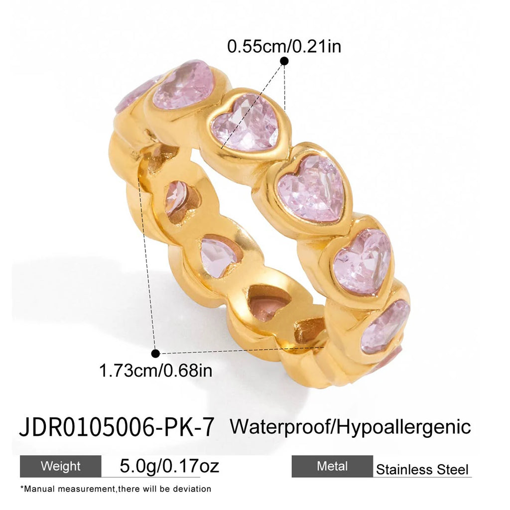 Kika Sparkling Pink Green Zircon Stacked Ring