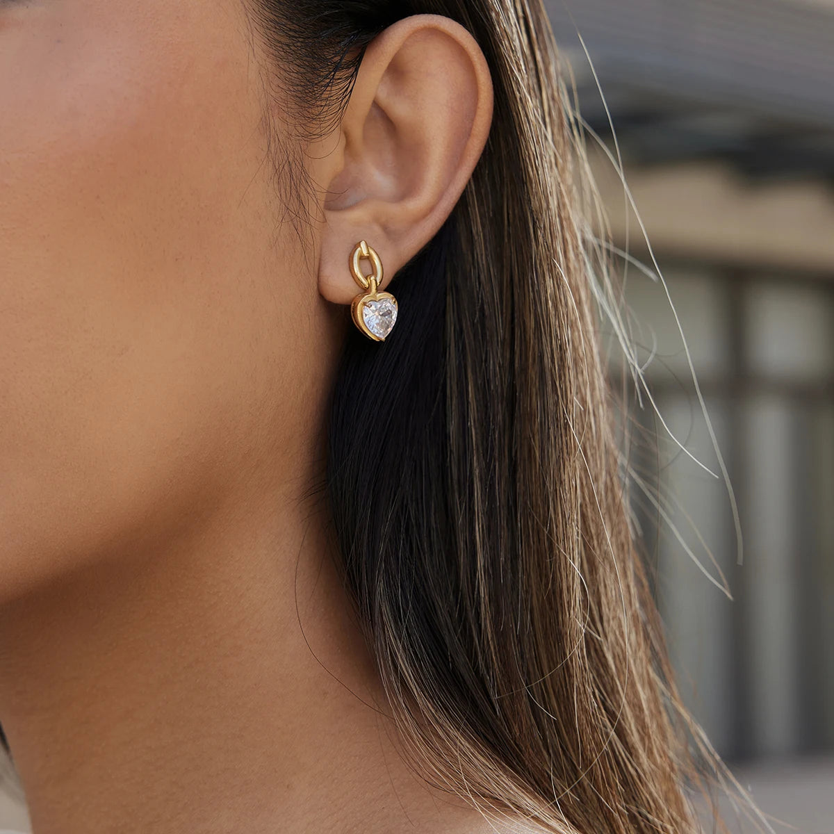 KIKA Asymmetric Zircon Drop Earrings For Women Minimalist 18K Gold PVD Plated Stainless Steel Earrings Fashion Jewelry Gift