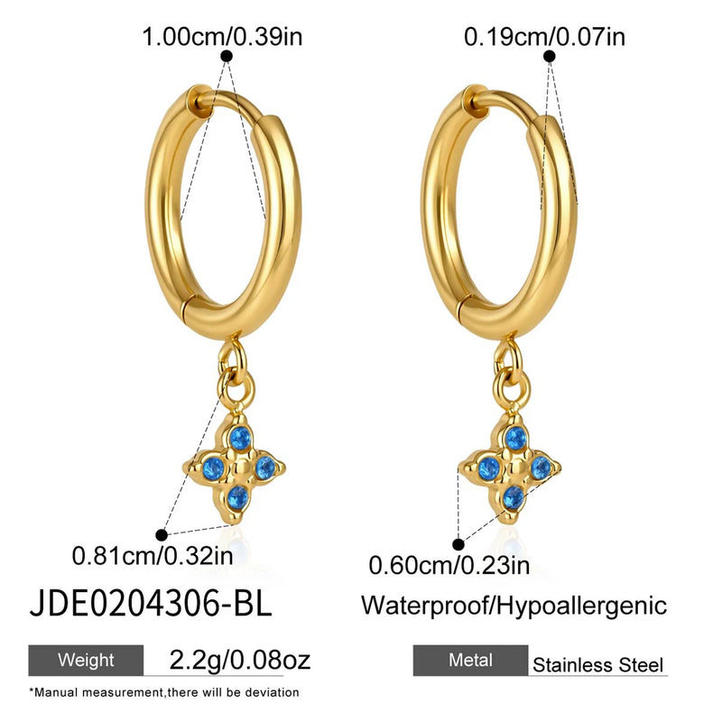 KIKA Lovely Zircon Flower Drop Earrings  PVD Plated Stainless Steel 316L