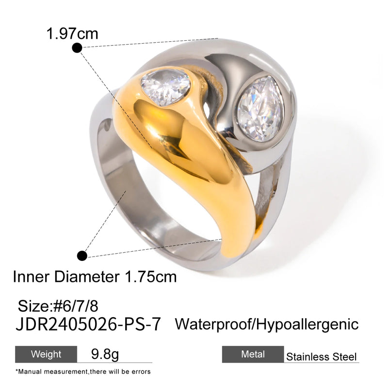 KIKA Cubic Zirconia Metal Stainless Steel 316L Waterproof