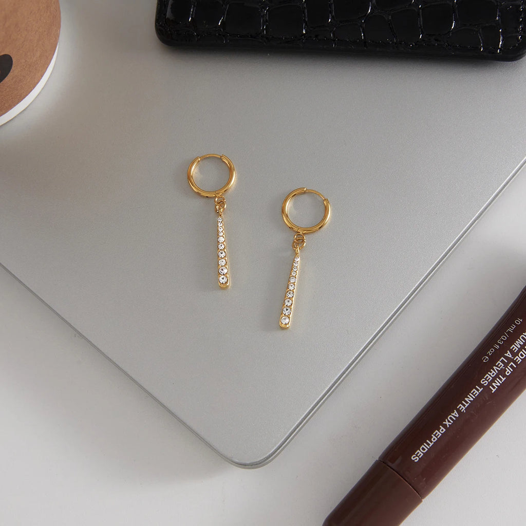 Kika White Rhinestone Droplet Pendant Earrings