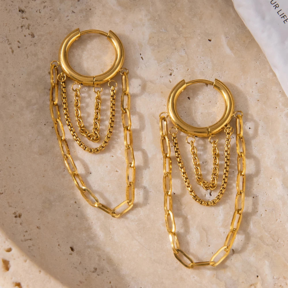 Kika Classic Trendy Chain Tassel Earrings Hypoallergenic