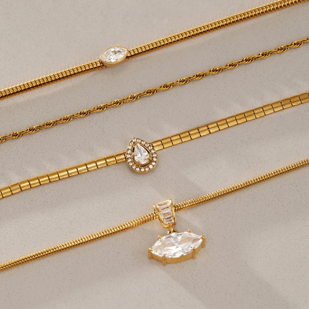 Kika Geometric Zircon Pendant Necklace Minimalist 18K Gold PVD Plated Stainless Steel 316L