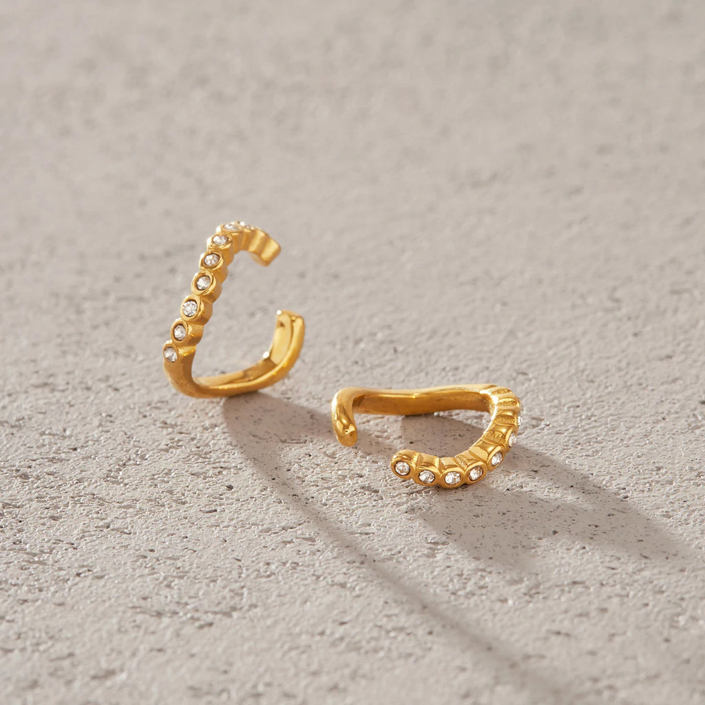 KIKA Delicate Crystal Non-piercing Ear Clips Minimalist 18K Gold PVD Plated Stainless Steel 316L