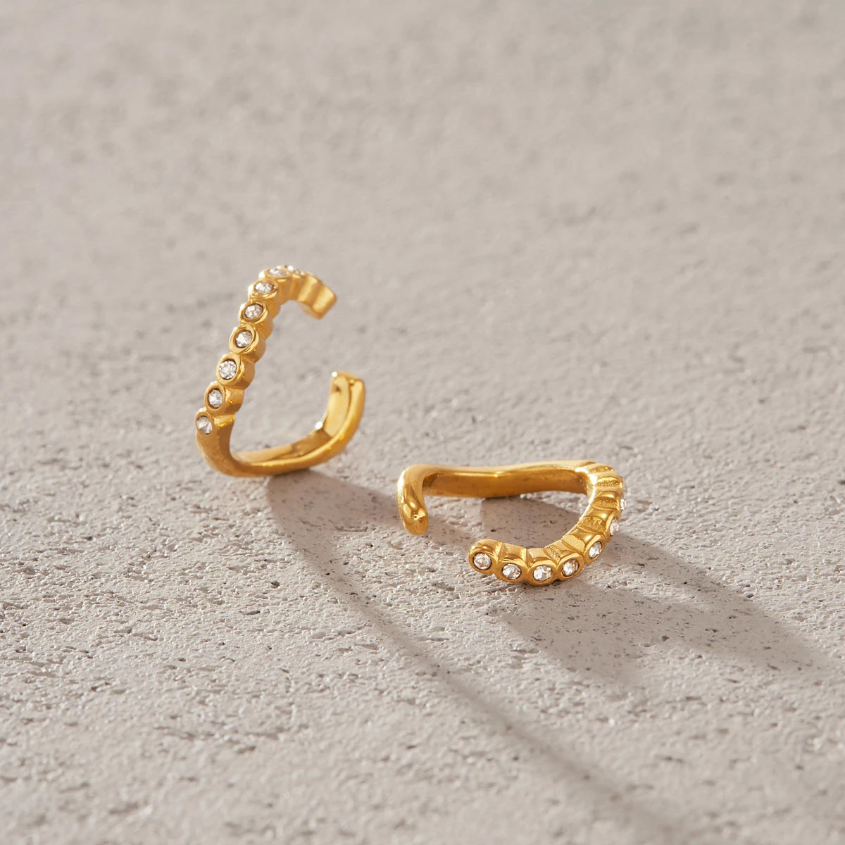 KIKA Delicate Crystal Non-piercing Ear Clips Minimalist 18K Gold PVD Plated Stainless Steel 316L