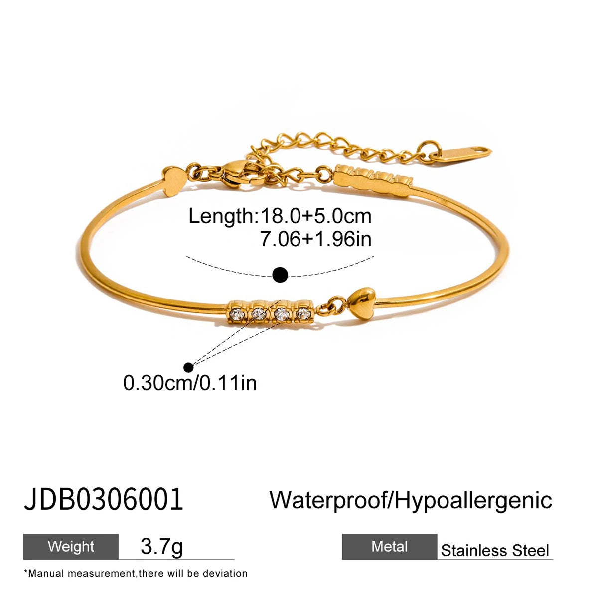 Kika Classic Pink Purple Heart Shaped Zircon Tennis Bracelet