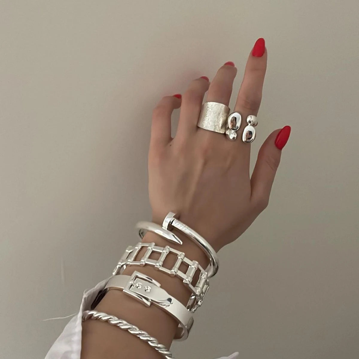 Kika Metallic Stainless Steel Minimalism Fashion Chic Ring