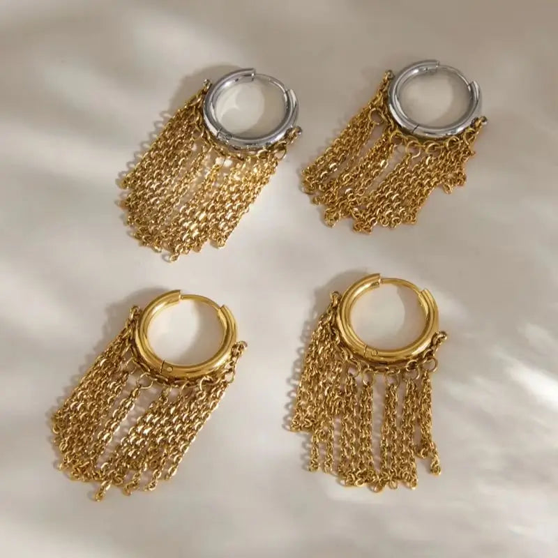 KIKA Classic Short Chains Tassel Earrings PVD Plated Stainless Steel 316L