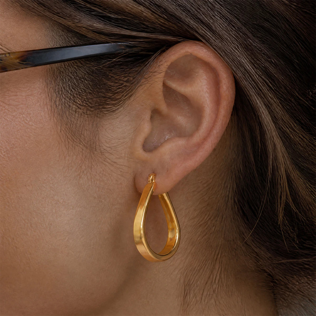 KIKA Hollow Water Drop Clip Earrings  Minimalist 18K Gold PVD Plated Stainless Steel 316L