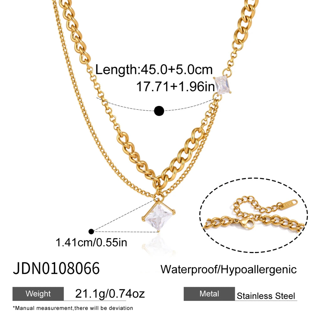 KIKA Zircon Freshwater Pearl Necklace For Women Minimalist 18K Gold PVD Plated Stainless Steel Necklace Fashion Jewelry Gift