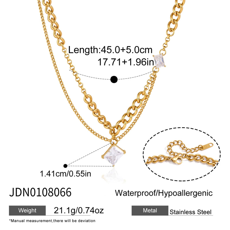 KIKA Zircon Freshwater Pearl Necklace For Women Minimalist 18K Gold PVD Plated Stainless Steel Necklace Fashion Jewelry Gift