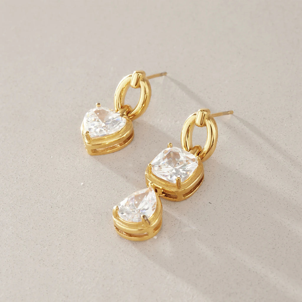 KIKA Asymmetric Zircon Drop Earrings For Women Minimalist 18K Gold PVD Plated Stainless Steel Earrings Fashion Jewelry Gift