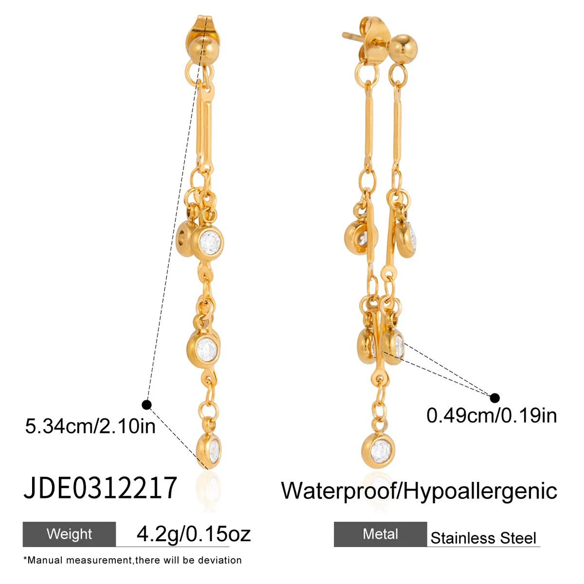 Kika Classic Trendy Chain Tassel Earrings Hypoallergenic
