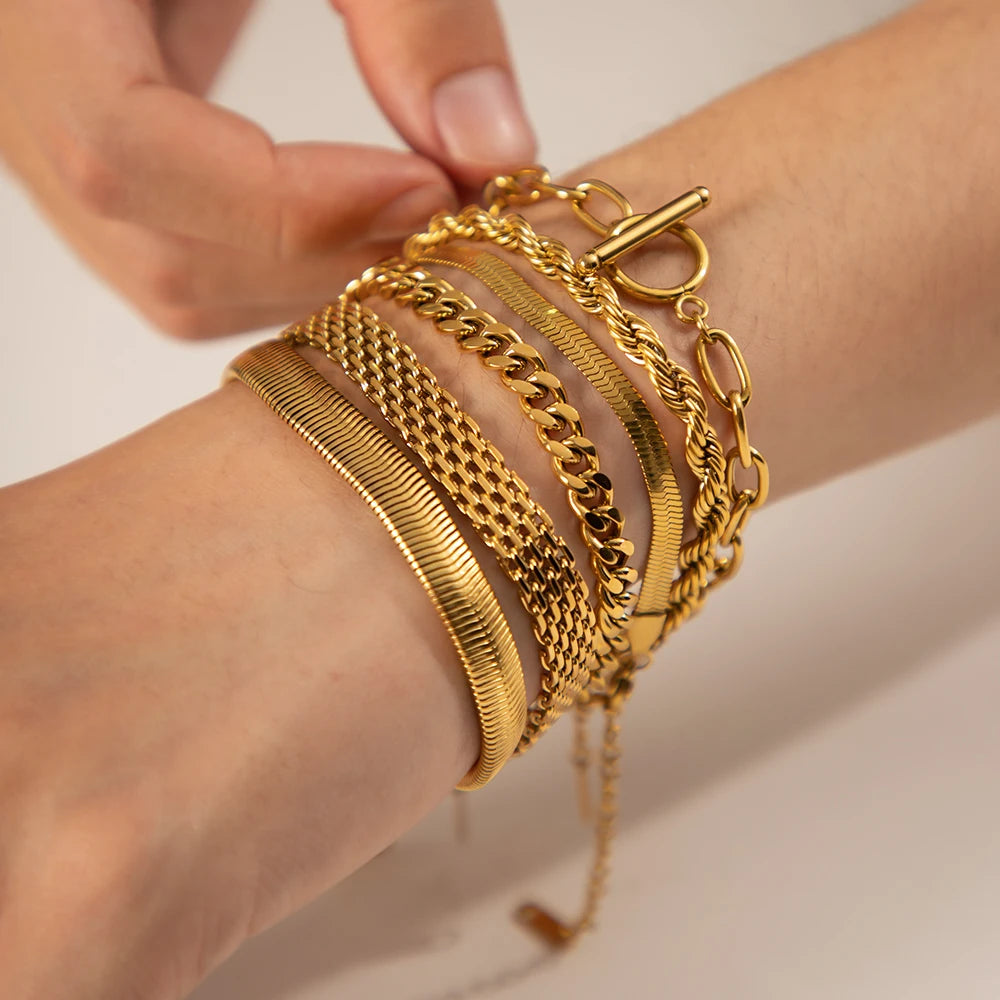 Link Chain Stainless Steel Bangle Bracelet