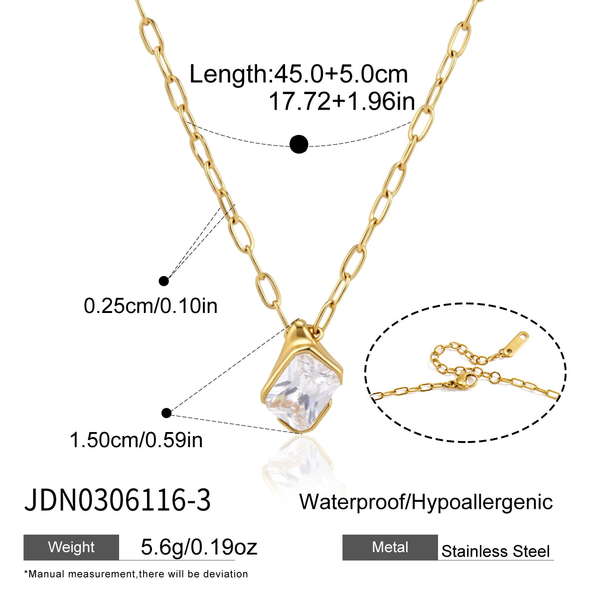 Kika Delicate Zircon Pendant Necklace 18K Gold PVD Plated Stainless Steel 316L