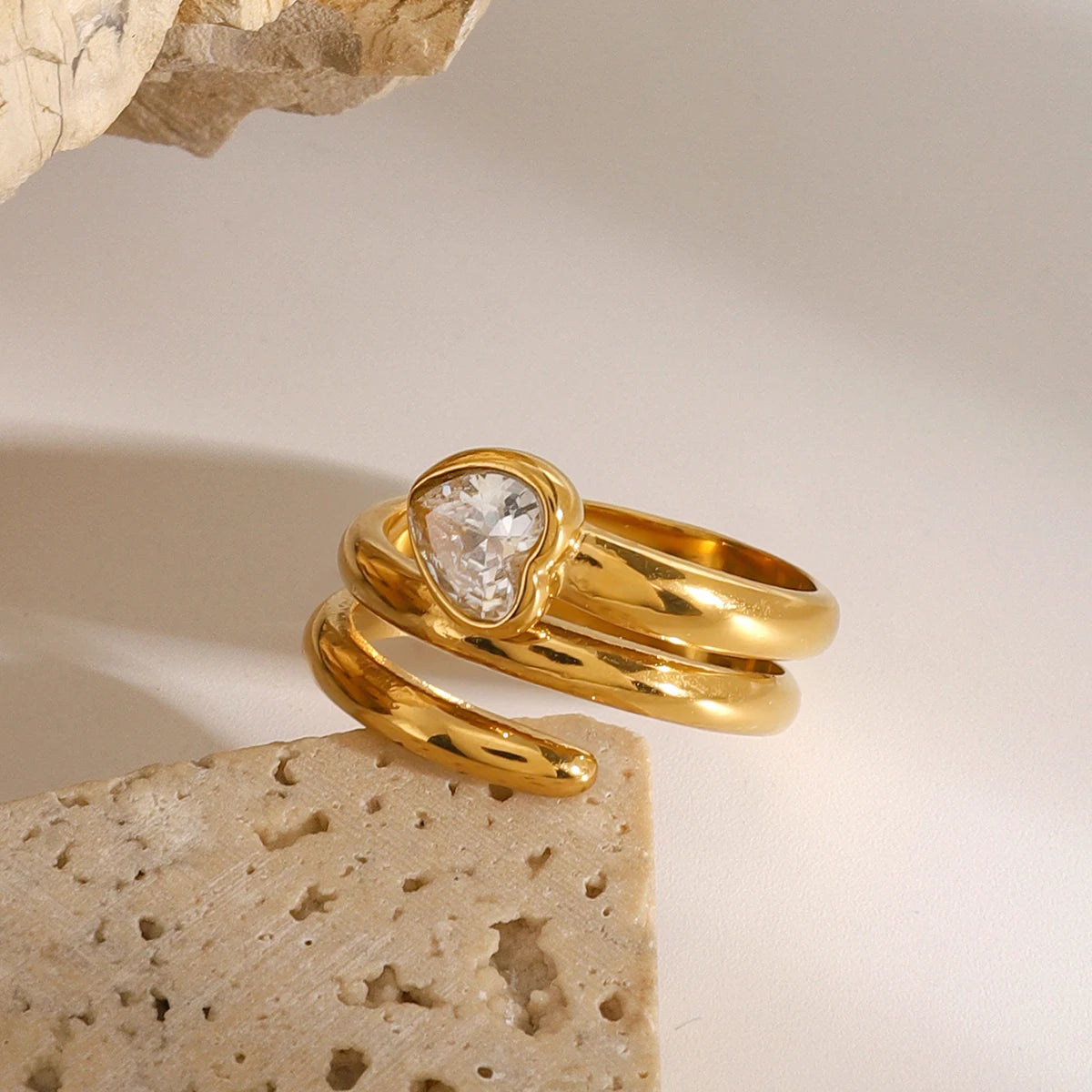 Kika Fashion Love Stacked Ring Zircon Love Line Ring