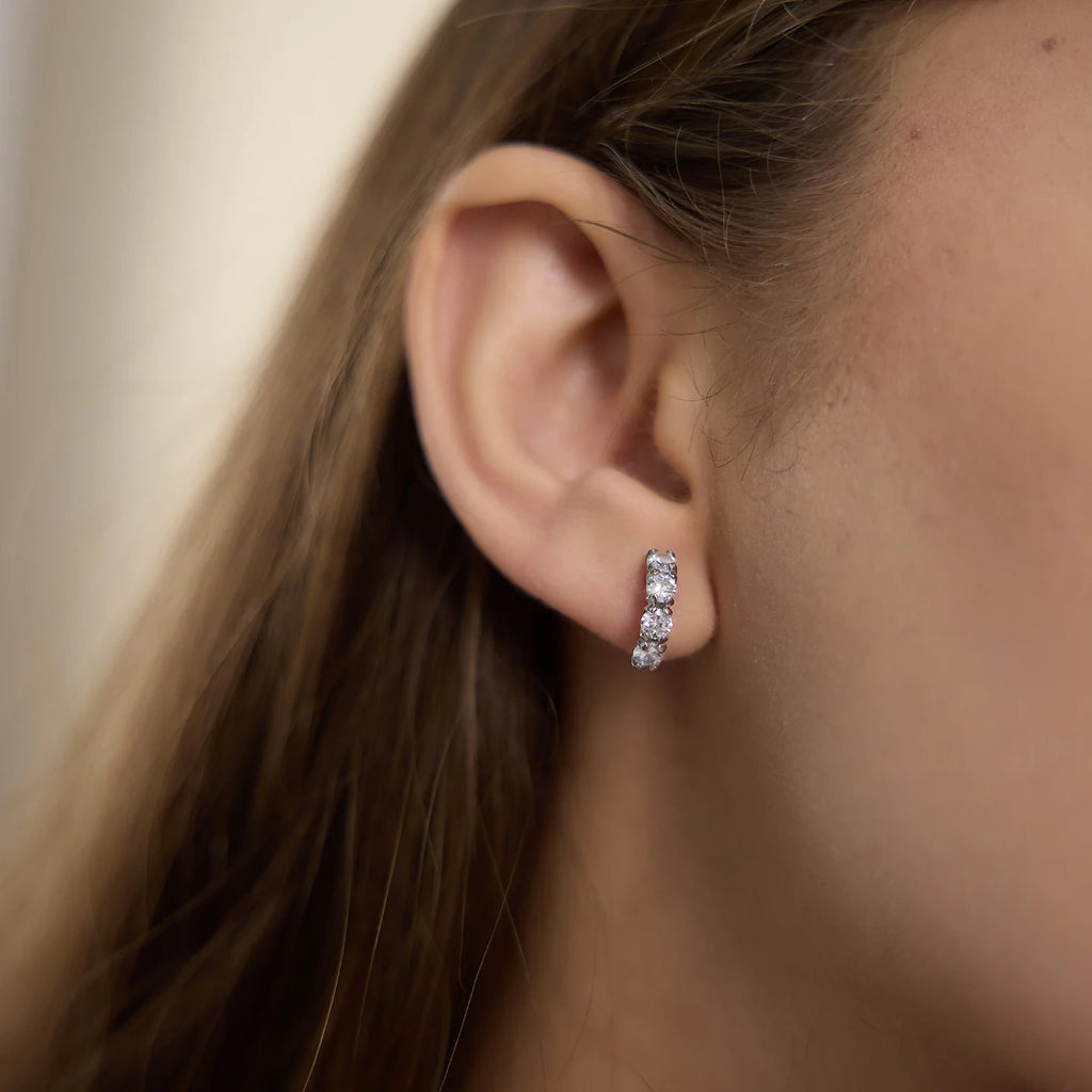 Kika Delicate Full Zircon C Shape Stud Earrings 18K Gold PVD Plated Stainless Steel 316L