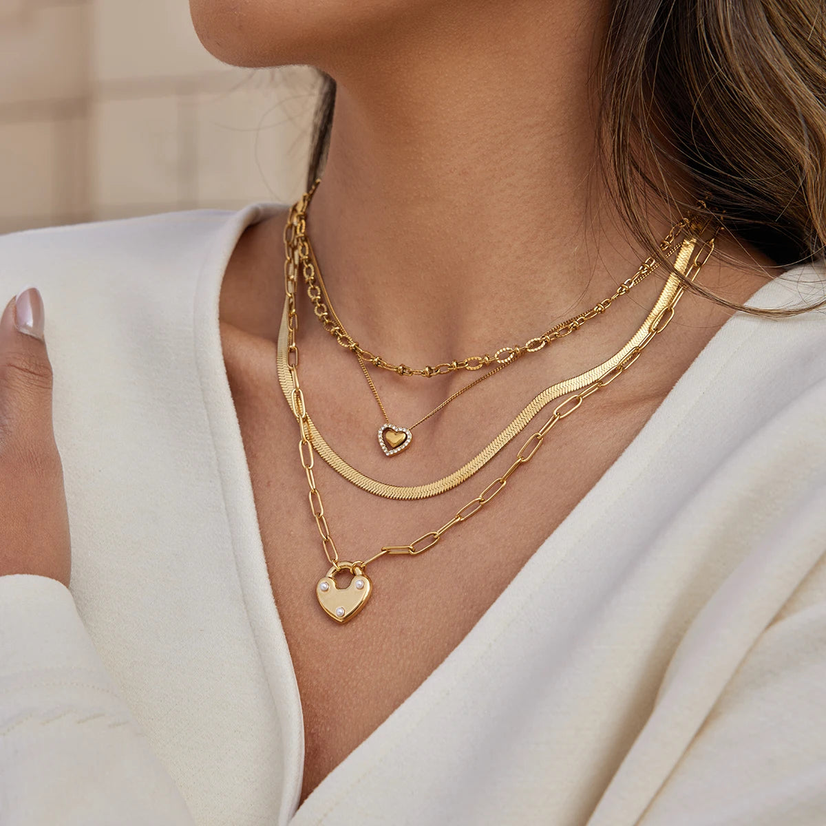 Kika Gold Color Plated Zircon Love Lock And Key Pendant Necklace