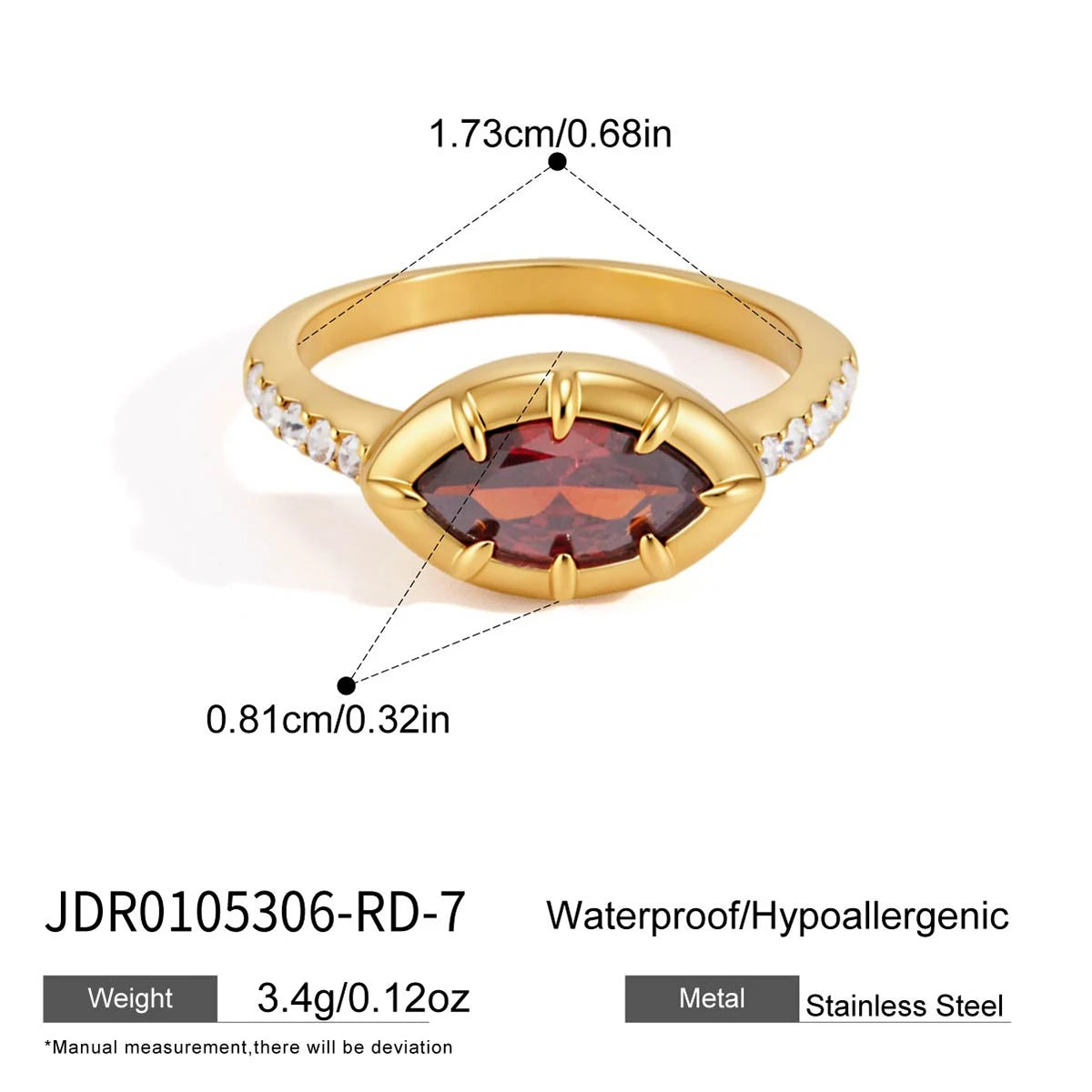 Kika Multicolor Geometric Zircon Rings For Women Minimalist 18K Gold PVD Plated Stainless Steel 315L