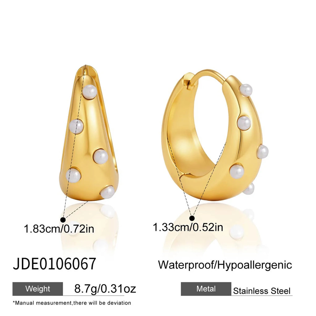 Kika Elegant Imitation Pearl Earrings Minimalist 18K Gold PVD Plated Stainless Steel 316L