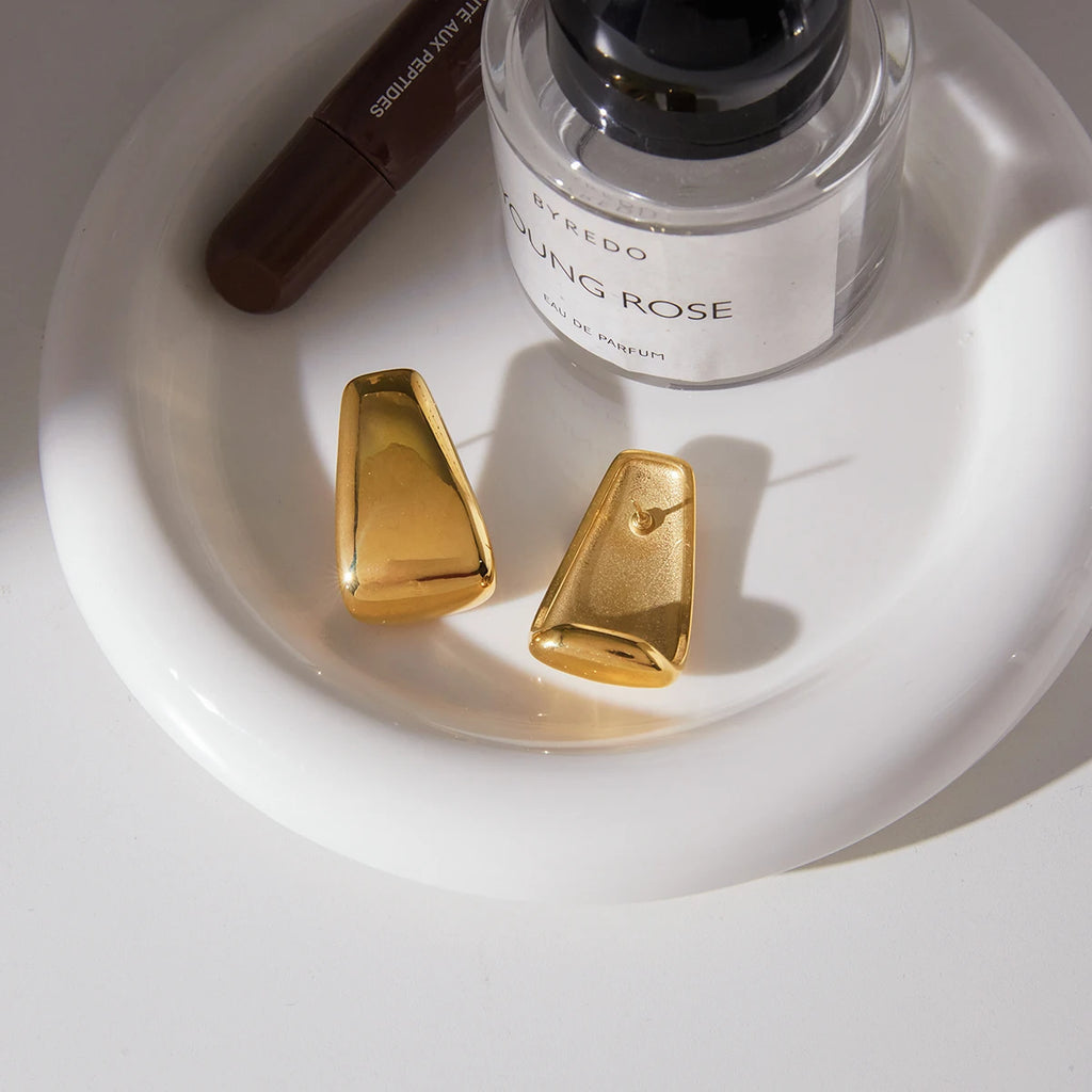 Classic Gold Color Geometric Trapezoidal Glossy Earring