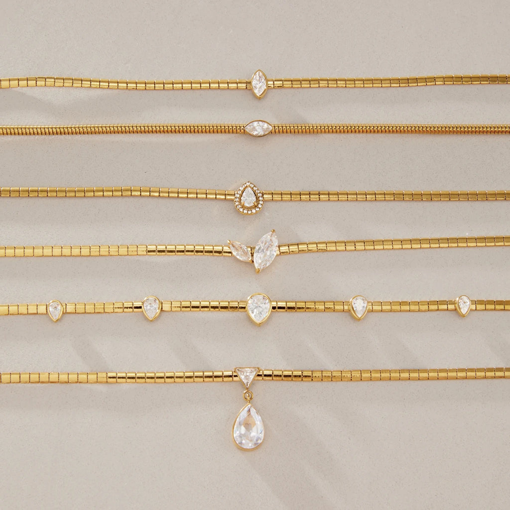 Kika Classic Geometric Zircon Pendant Necklace Minimalist 18K Gold Plated Stainless Steel 316L