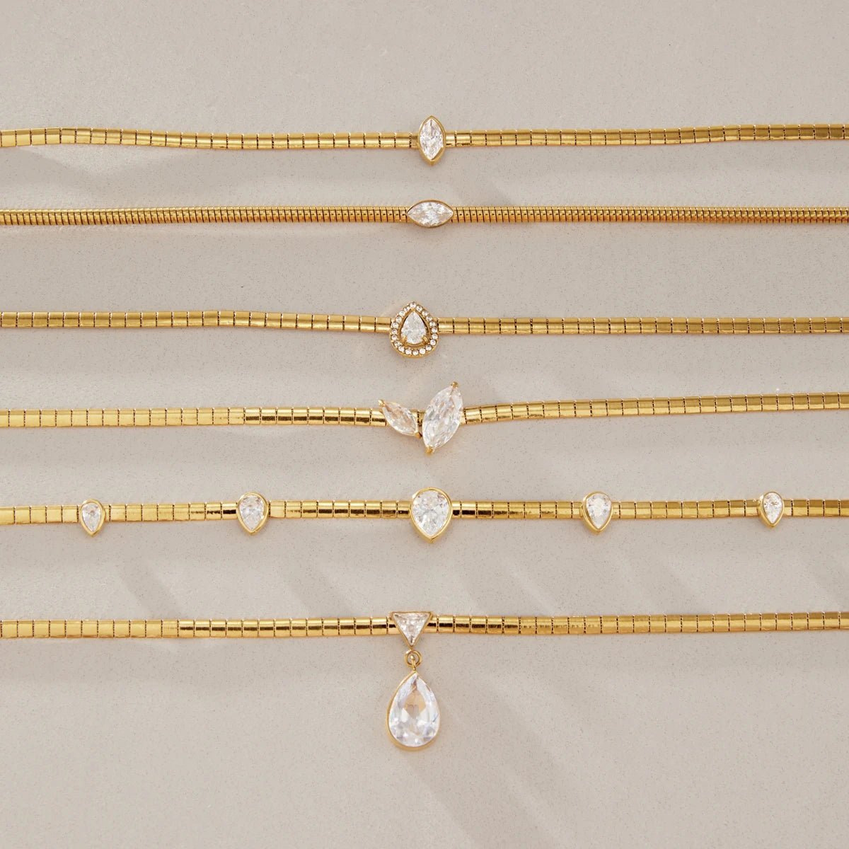 Kika Classic Geometric Zircon Pendant Necklace Minimalist 18K Gold Plated Stainless Steel 316L