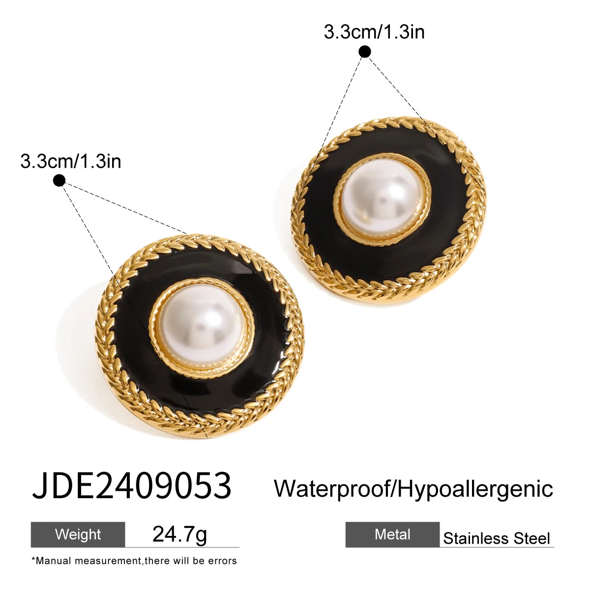 KIKA Vintage Square Red Double Color Drip Oil Ears Studs18K PVD Stainless Steel 316L Gold Color Irregular Drip Oil