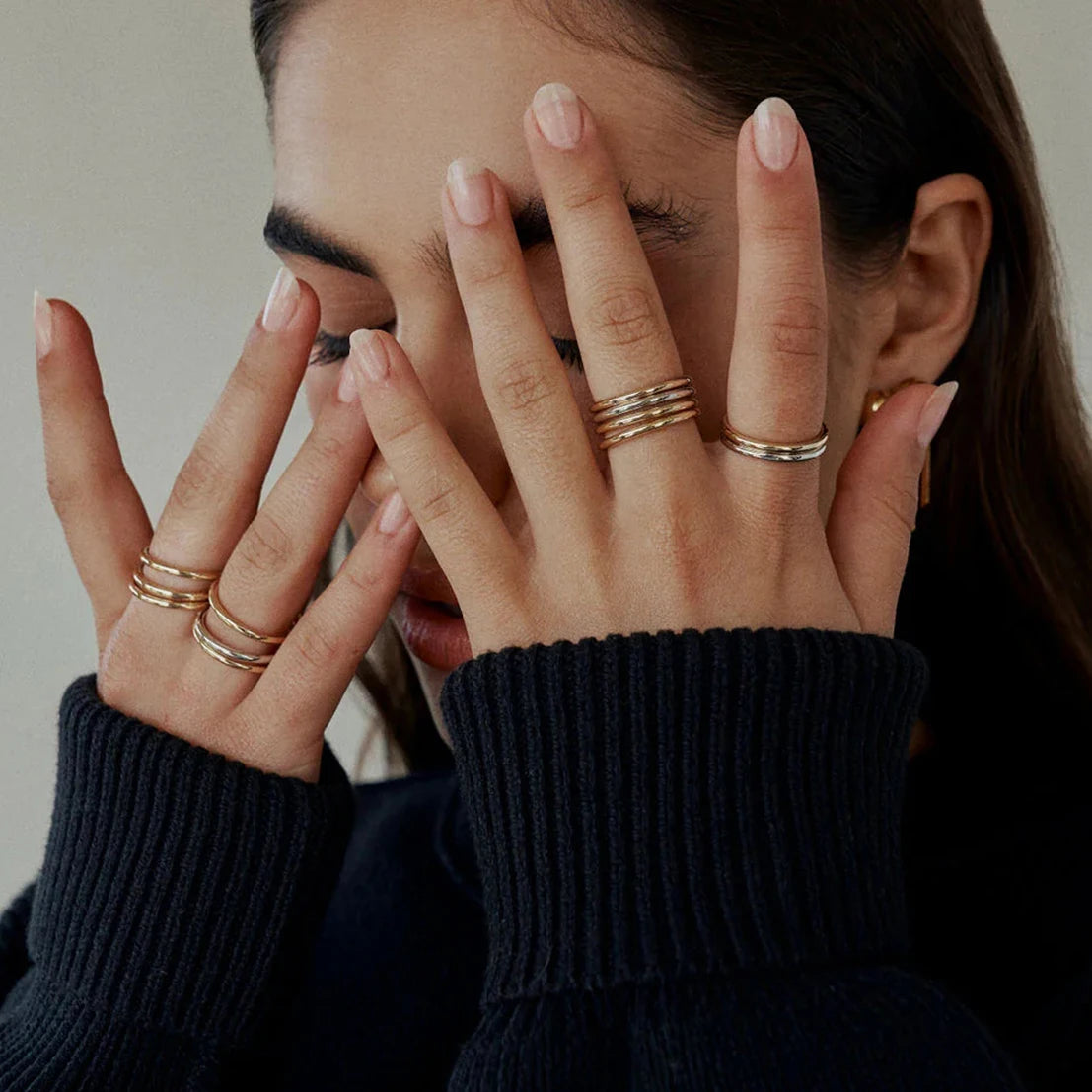 Minimalist Line Ring Stackable Hollow Ring