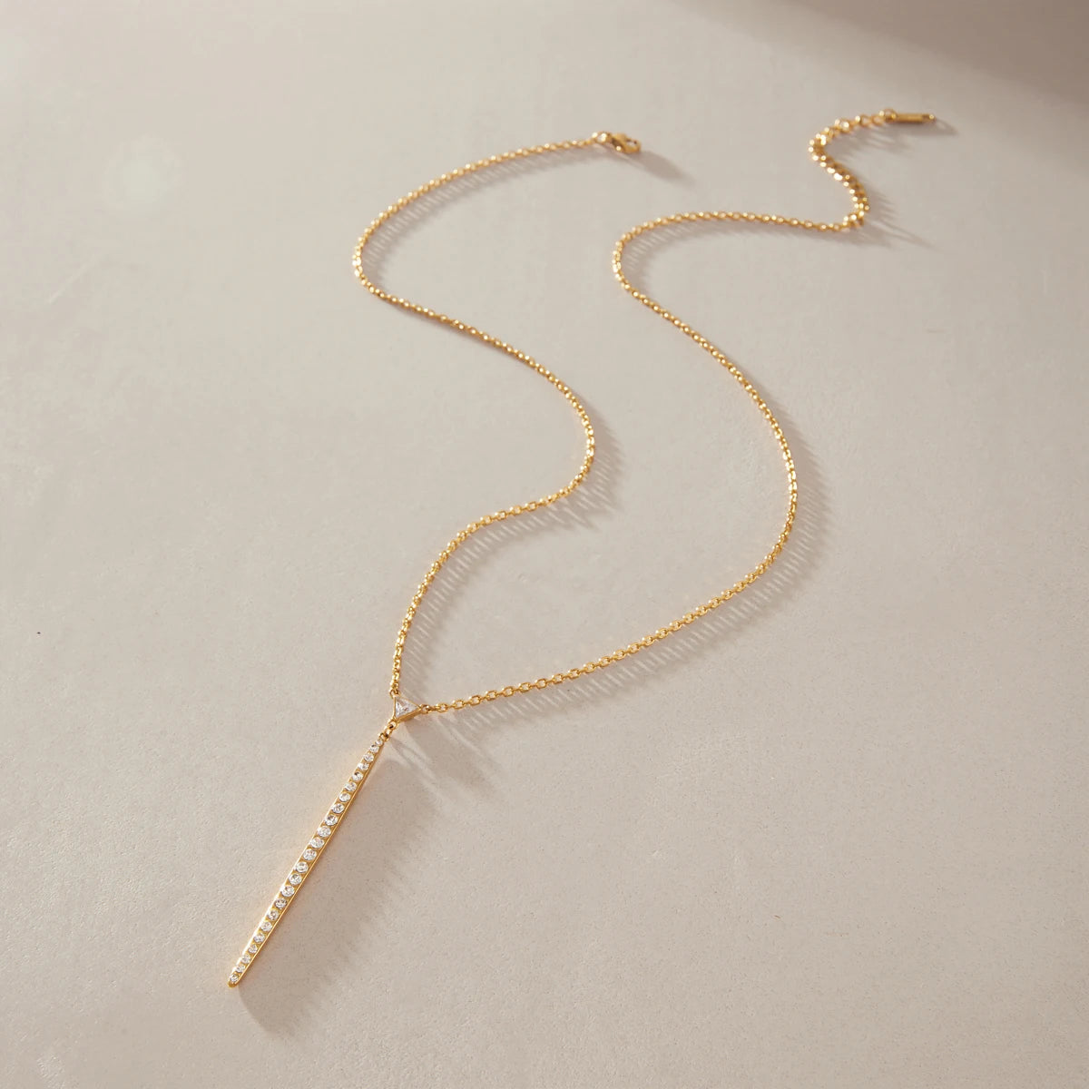Kika Zircon Triangle Crystal Stick Pendant Necklace