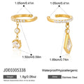 Kika Asymmetric Zircon Pendant Non-piercing Ear Clips 18K Gold PVD Plated Stainless Steel 316L
