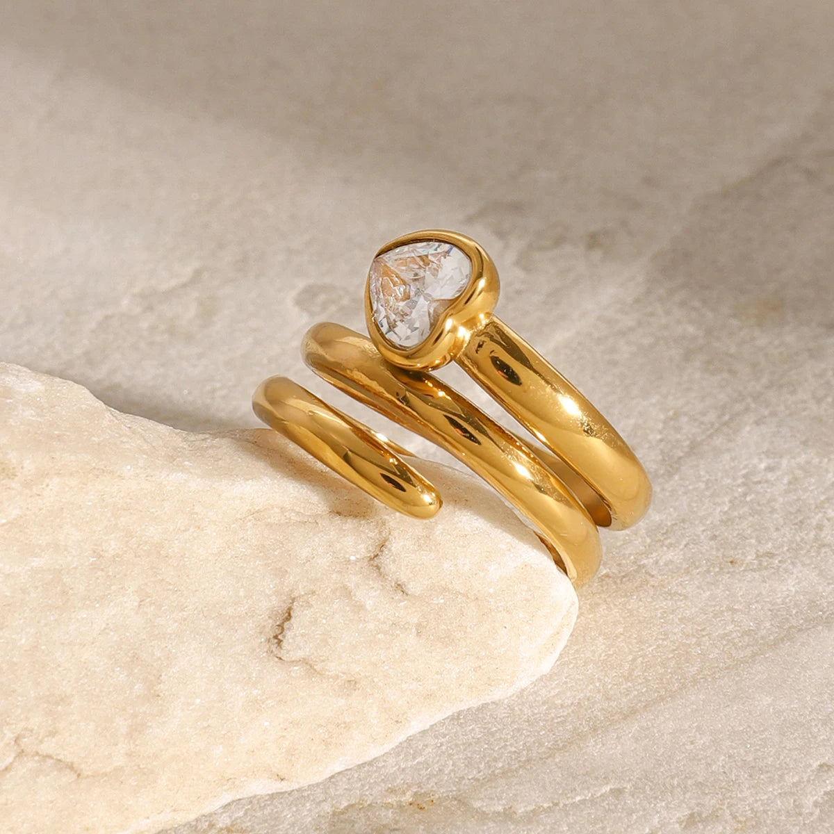 Kika Fashion Love Stacked Ring Zircon Love Line Ring