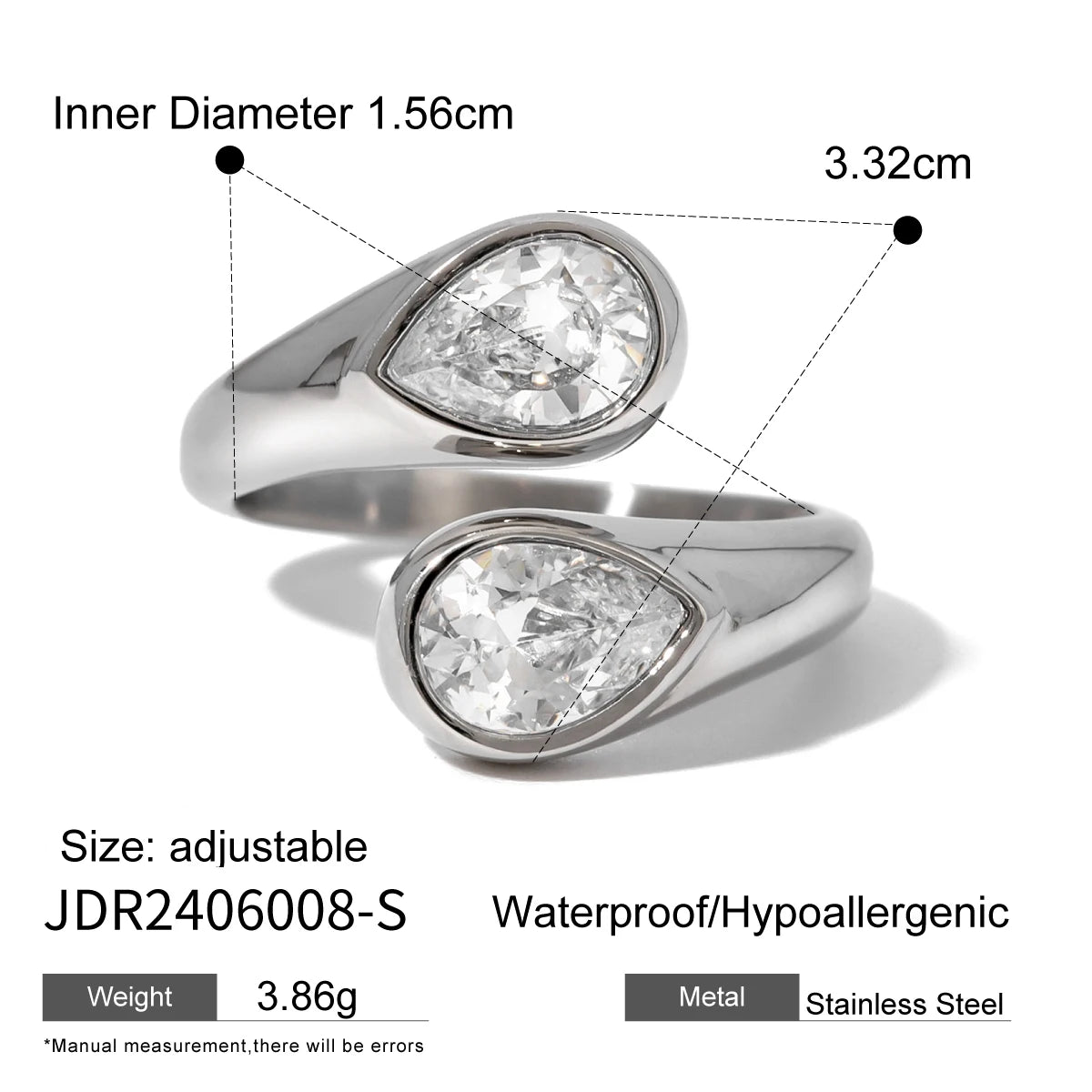 Kika Cubic Zirconia Metal Stainless Steel Waterproof
