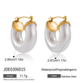 White Resin Pearl Smooth Earring Hypoallergenic Waterproof Stainless Steel
