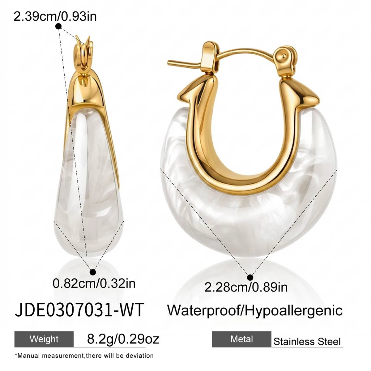 Kika Delicate Summer Blue Pink Colorful Resin Chubby U-Shaped Earrings