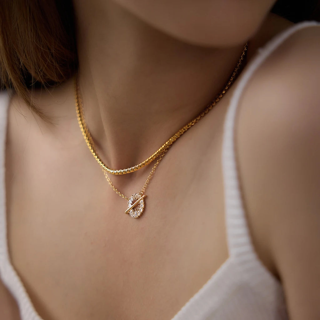 KIKA Water Drop Zircon Pendant Necklace 18K Gold PVD Plated Stainless Steel 316L