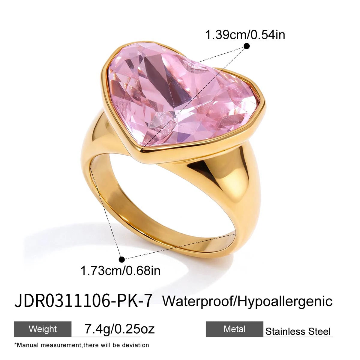 Kika Big Heart-Shaped Zircon Ring