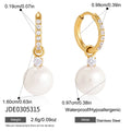 KIKA Elegant Zircon Imitation Pearl Drop EarringsPVD Plated Stainless Steel 316L