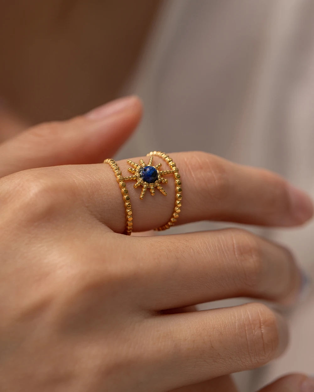 Kika Gold Color Sunshine Ring Full Sunburst Ring Rising Sun Dainty  Celestial Jewelry Stackable Ring Gift Wife